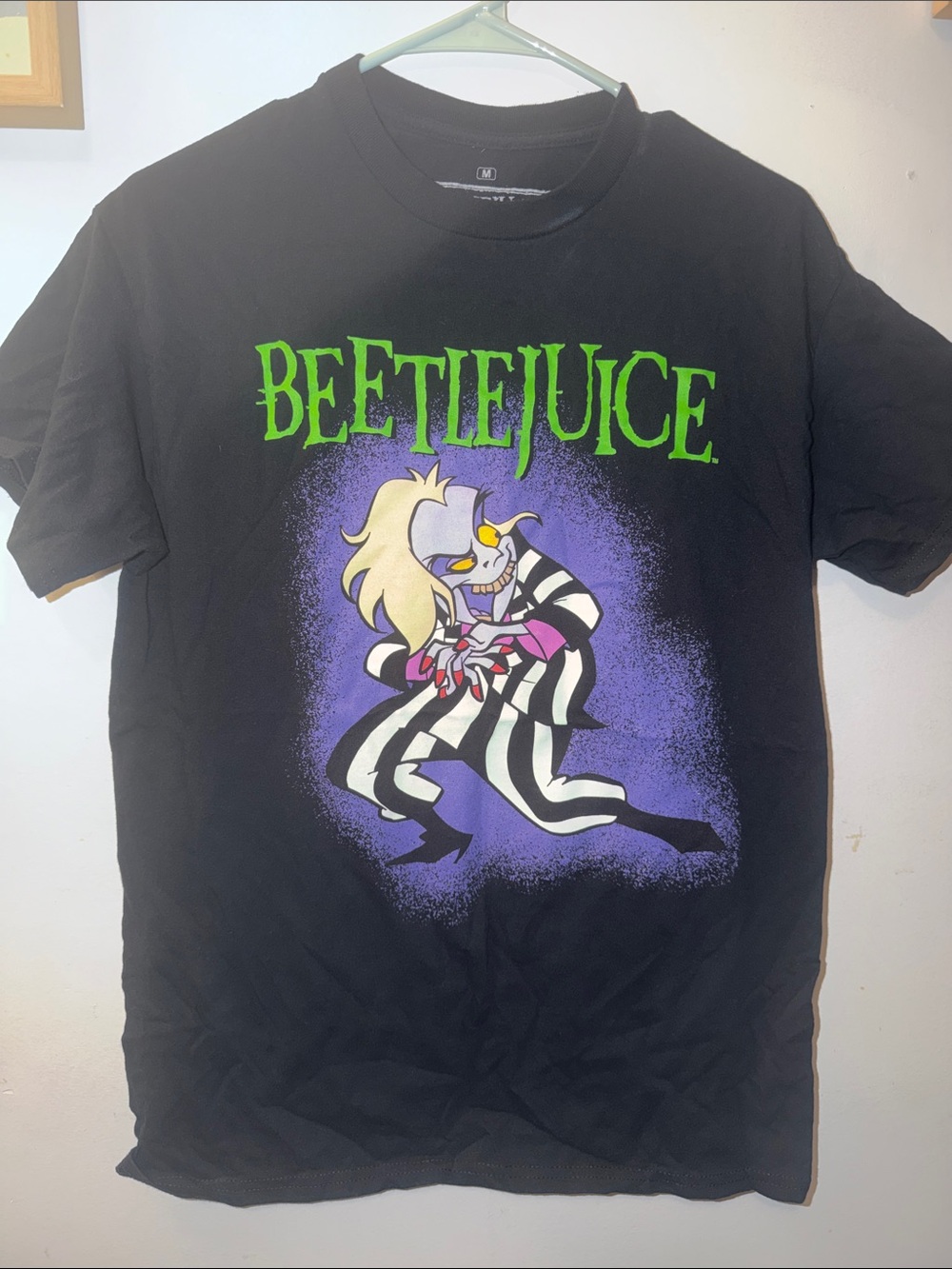 Fashion Nova Black Beetlejuice Graphic Tee with Neon Green Logo